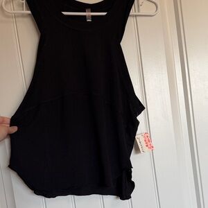 Free People Black Ribbed Racerback Tank